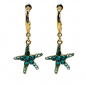 Preview: Ekaterini earrings starfish, turquoise Swarovski crystals brown cord and with gold accents